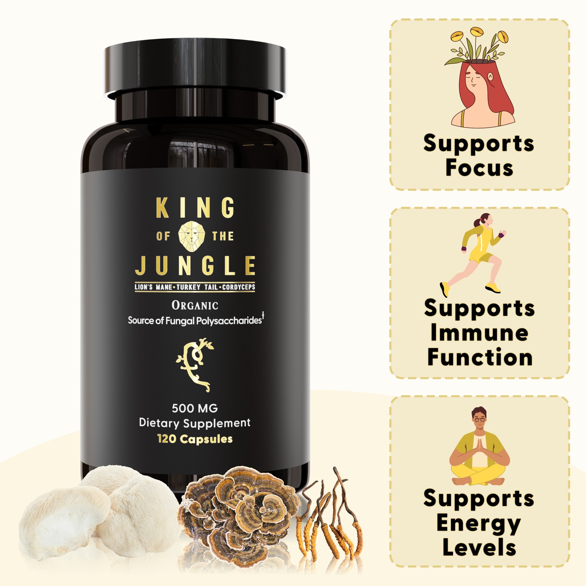 King Of The Jungle (Lion's Mane, Turkey Tail and Cordyceps)