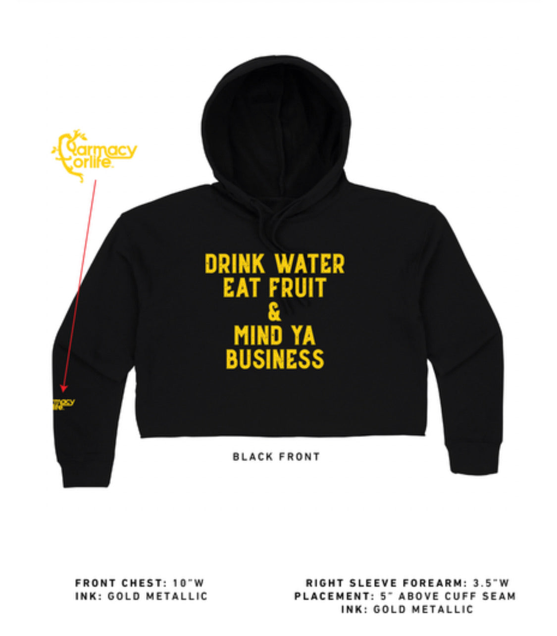 Black Farmacy For Life branded croptop