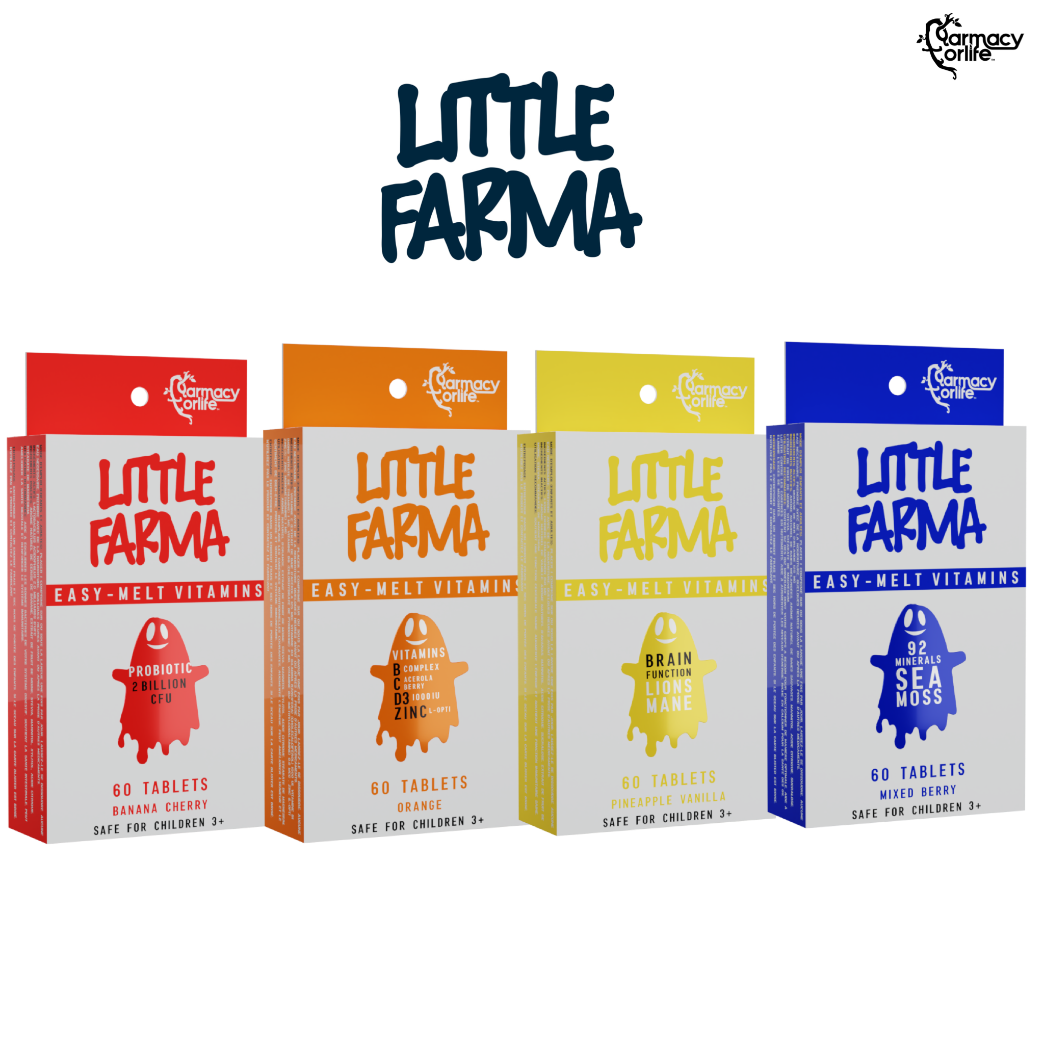 Little Farma 4 Pack products in their packaging next to each other