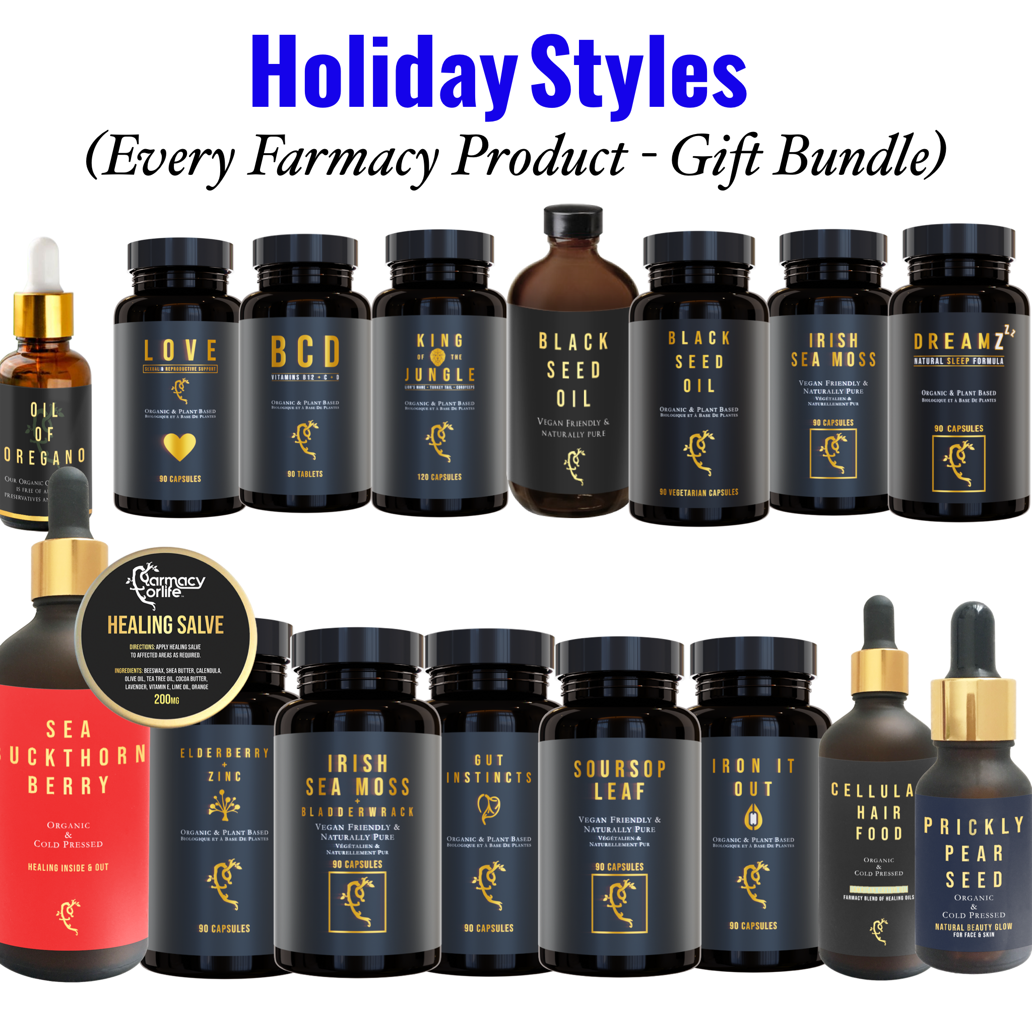 Holiday Styles Gift Pack with all products sold by Farmacy For Life in their packaging