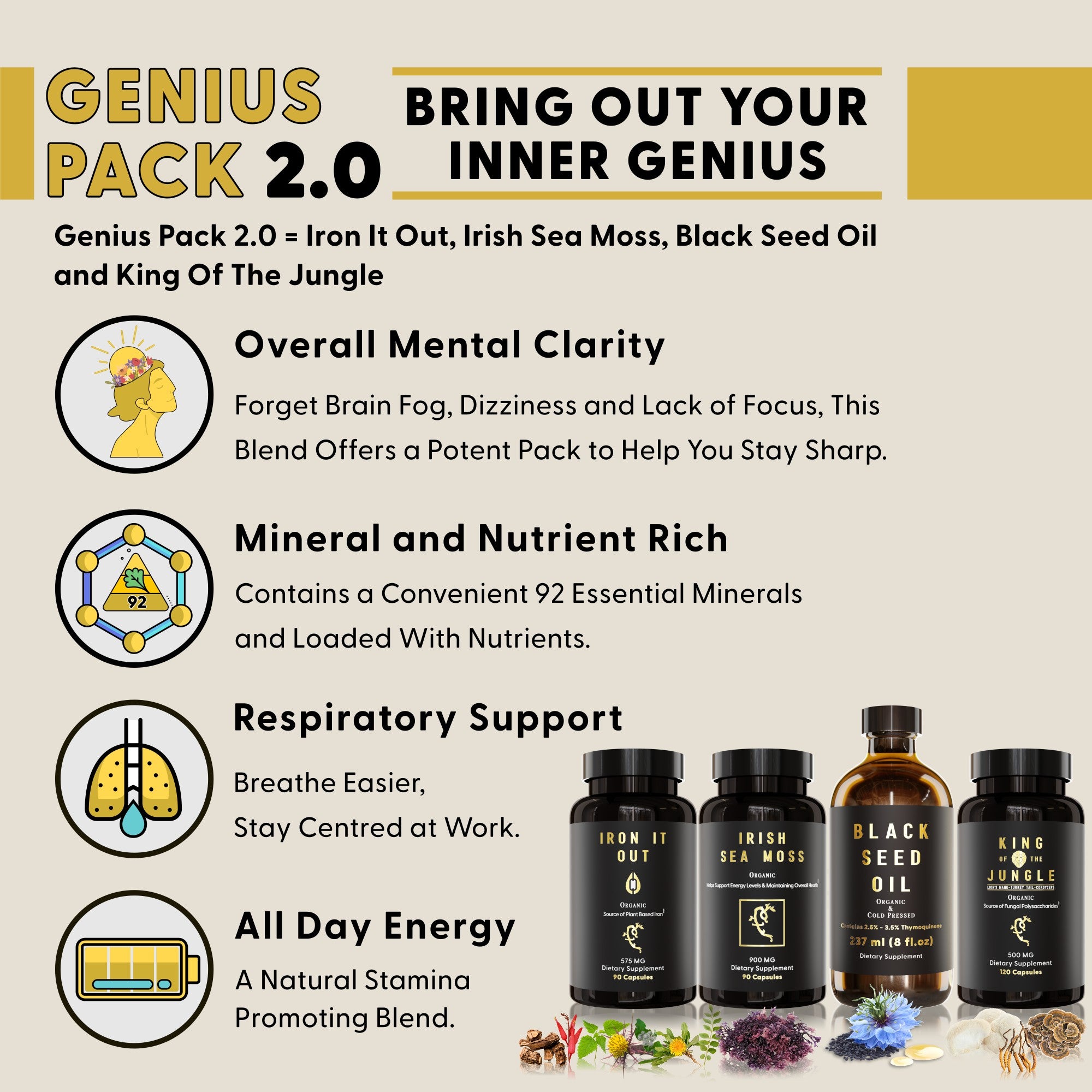 The Genius Pack 2.0 (With Cold-Pressed Black Seed Oil Instead of Capsules)