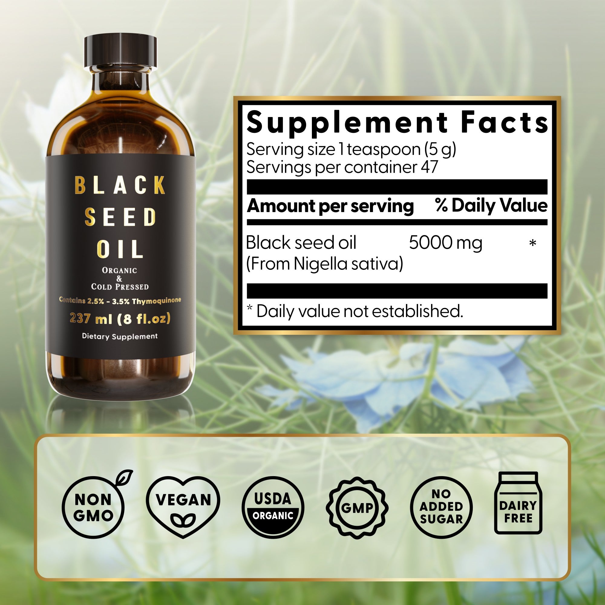 Black Seed Oil (Cold-Pressed)