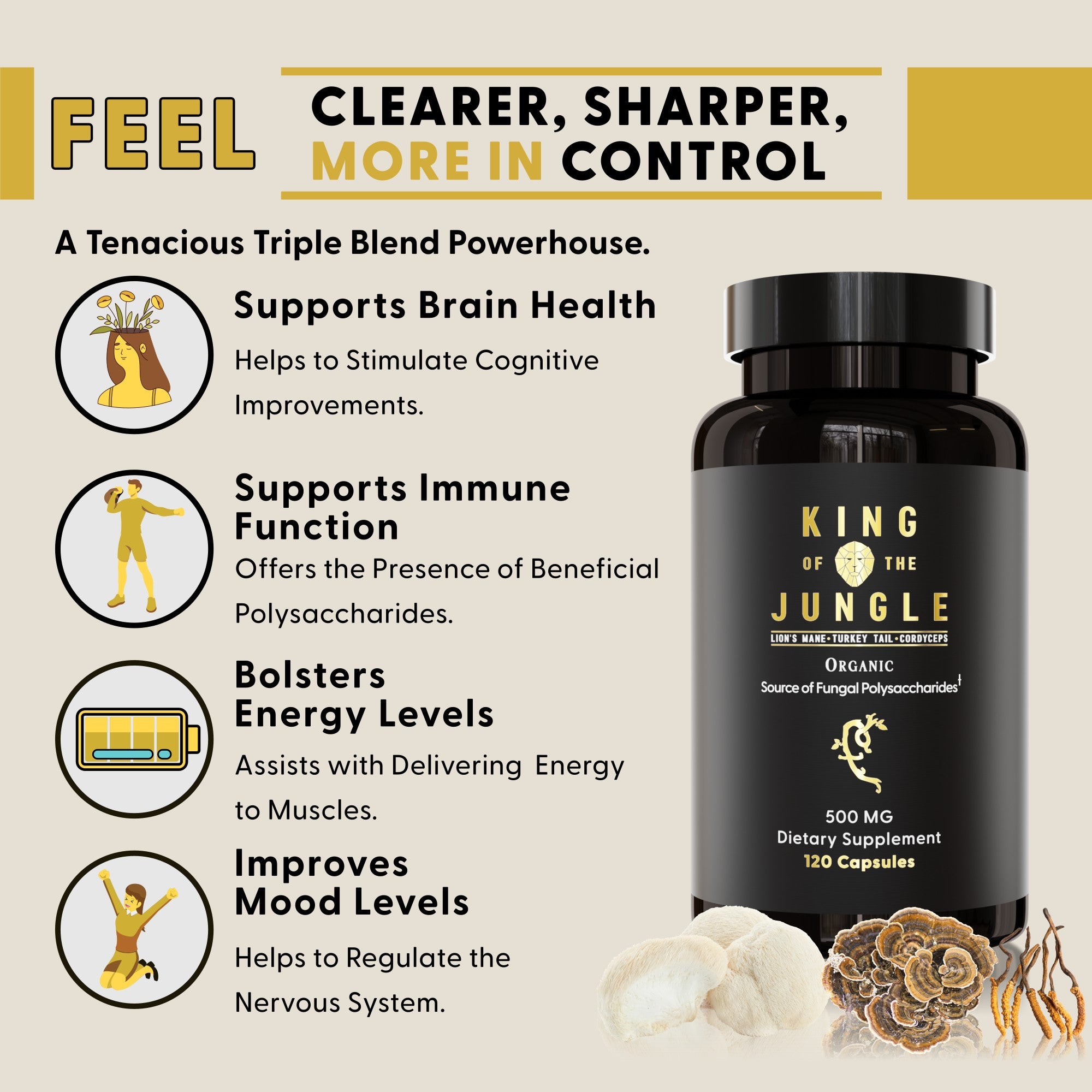 King Of The Jungle (Lion's Mane, Turkey Tail and Cordyceps)