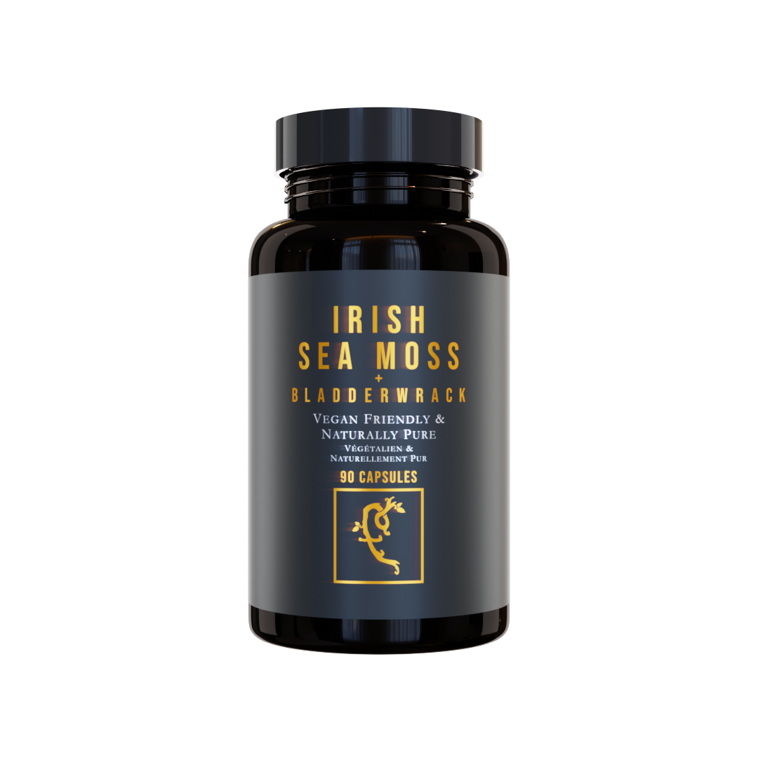 Farmacy For Life's Irish Sea Moss + Bladderwrack capsules in its packaging